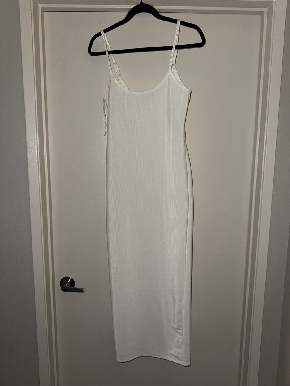 Fashion Nova White Maxi Slip Dress with Spaghetti Straps